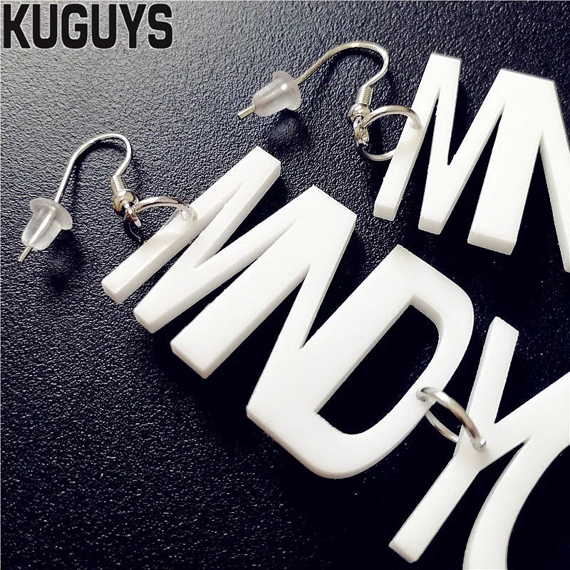 "Mind Your Own Business" Long Acrylic Earrings