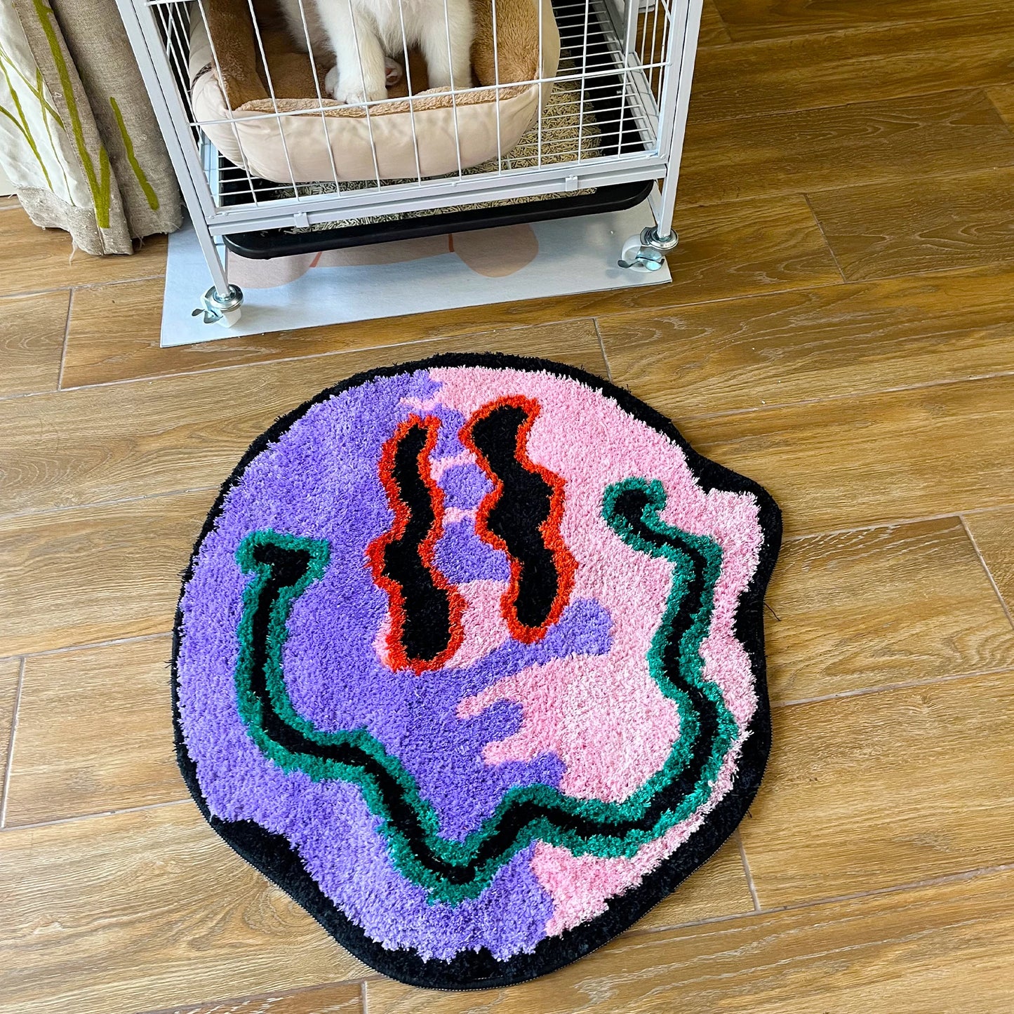 Pink and Purple Trippy Smiling Face Rug