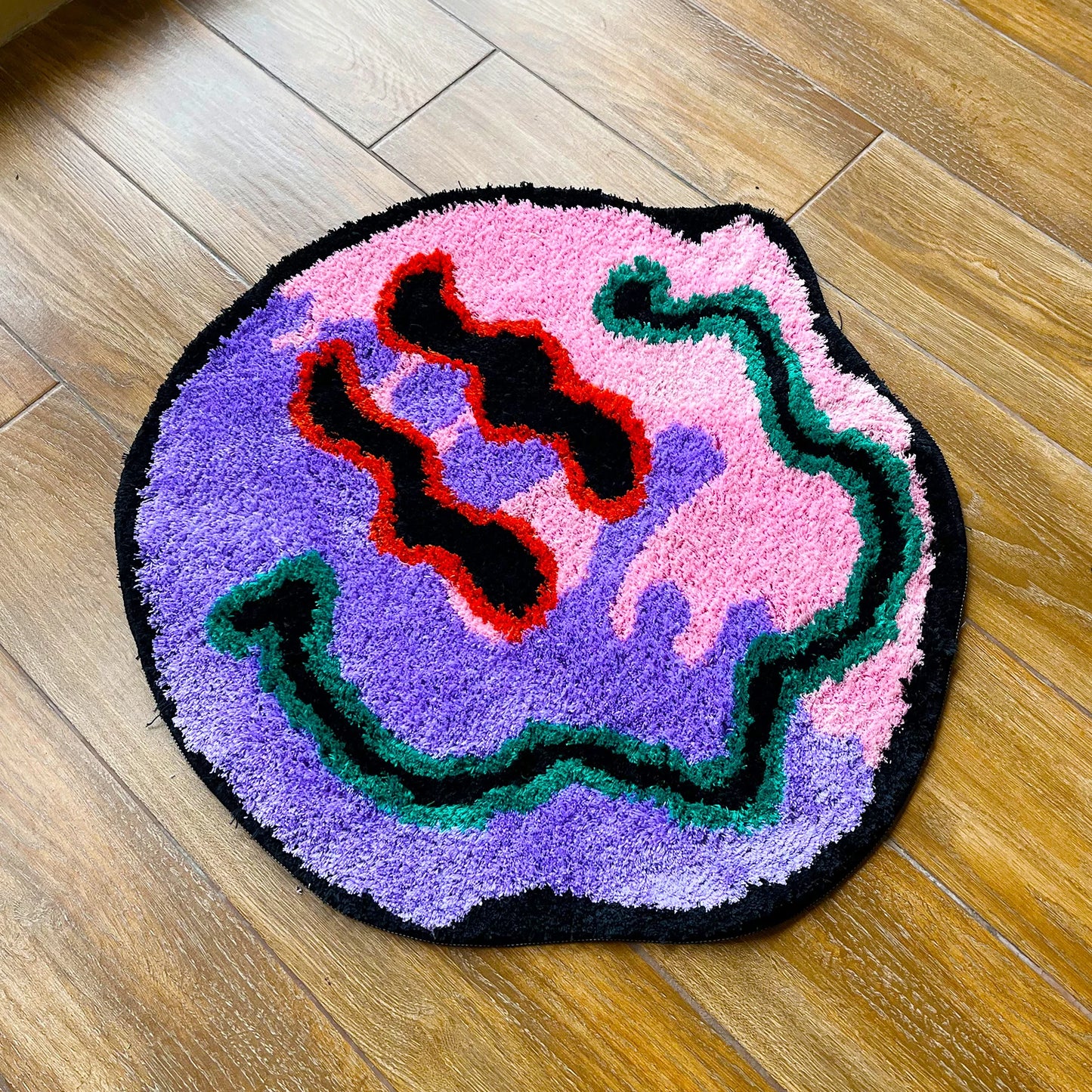 Pink and Purple Trippy Smiling Face Rug