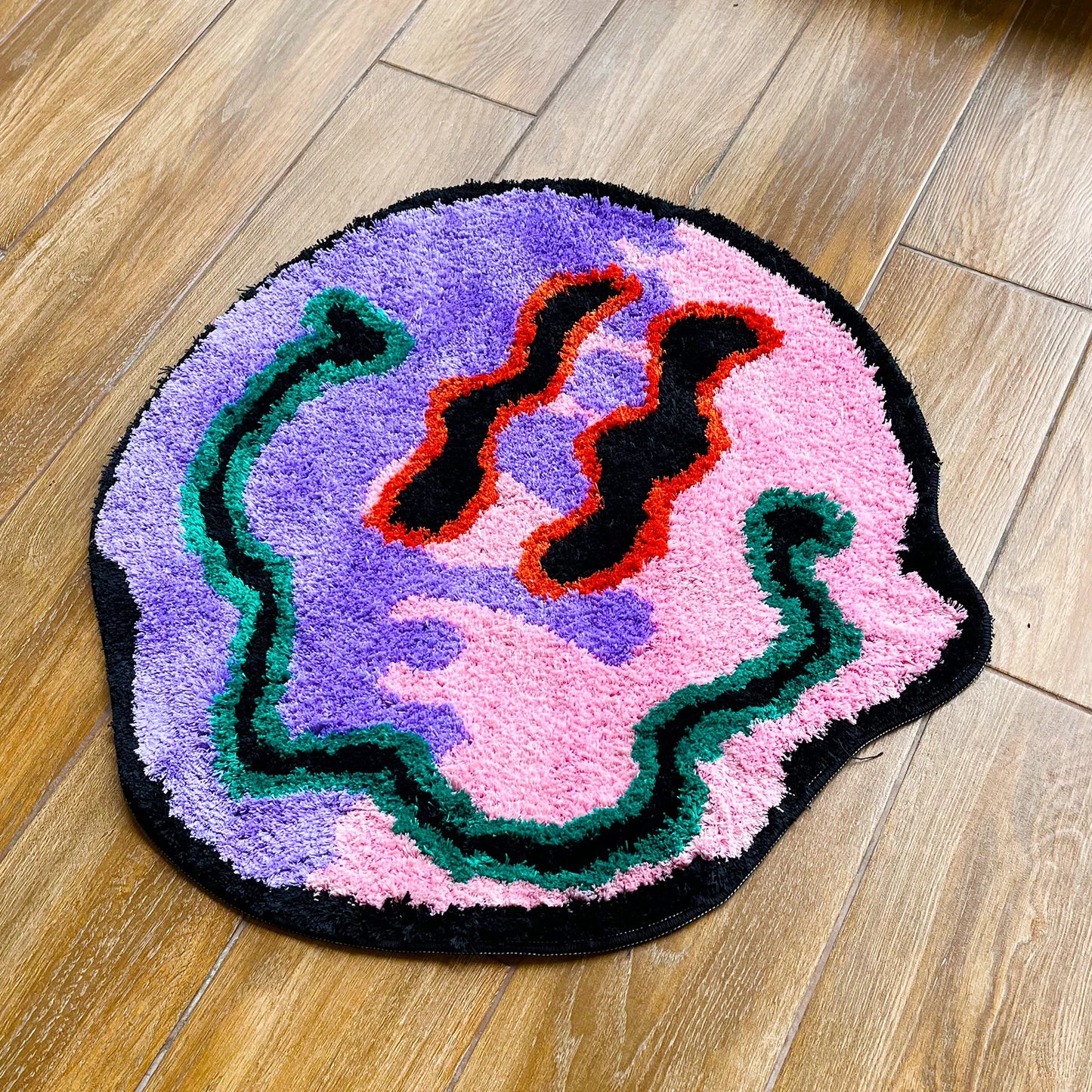 Pink and Purple Trippy Smiling Face Rug