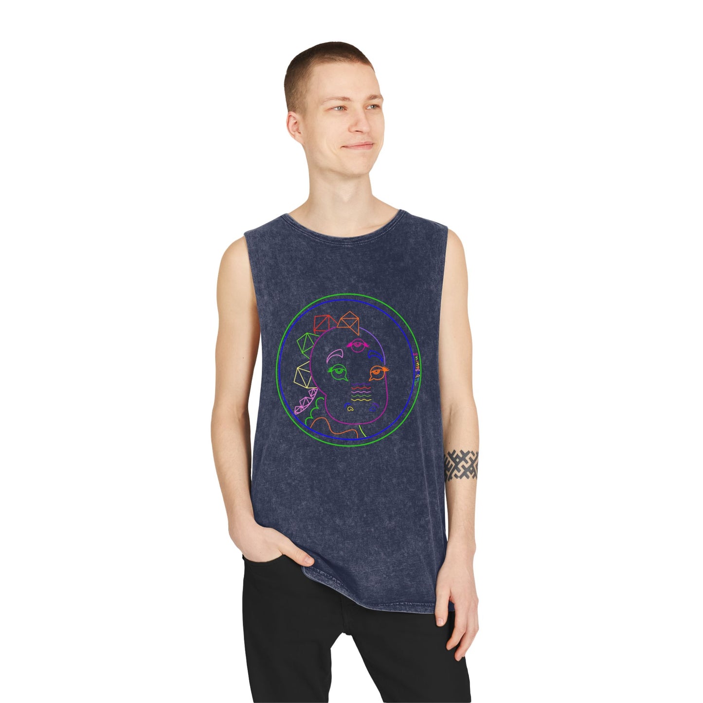 Tabasaurus®  Neon Unisex Stonewash Tank Top