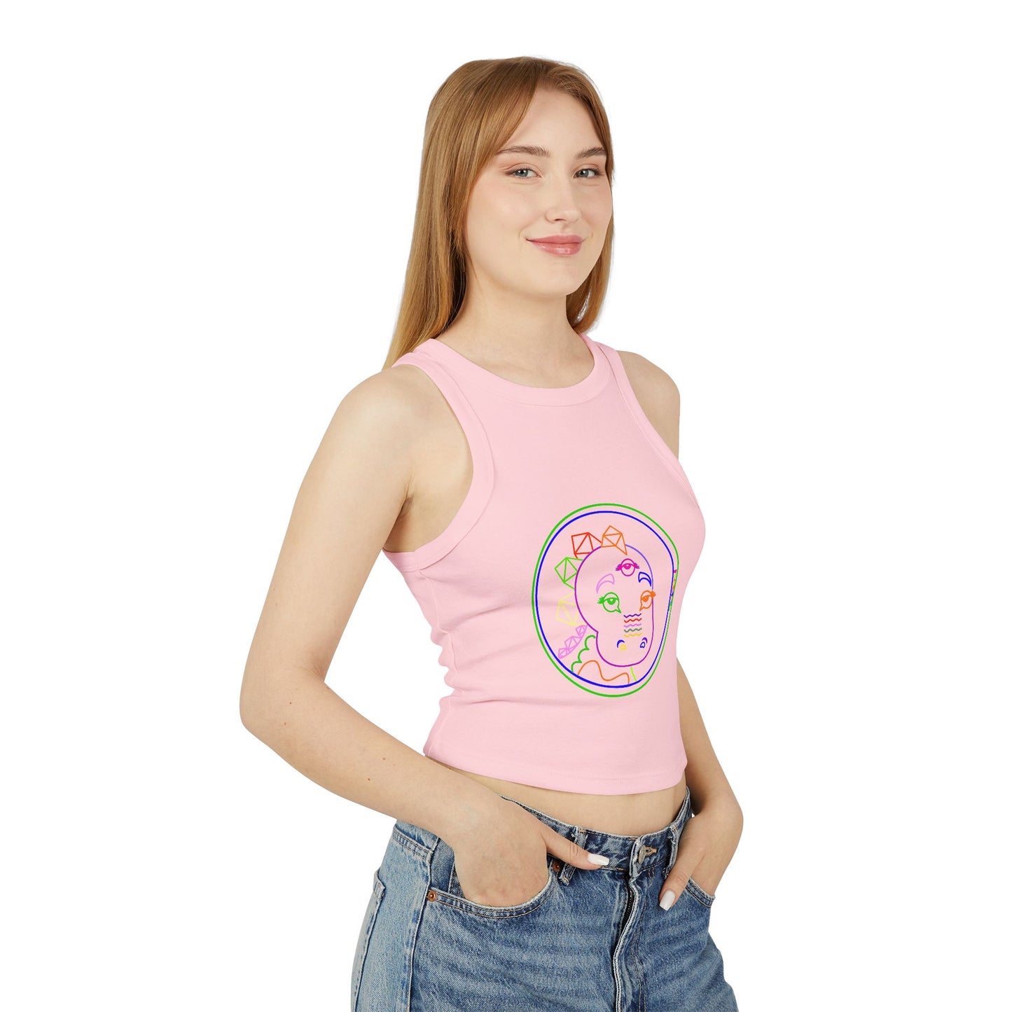 Tabasaurus® Neon Micro Rib Racer Tank Top