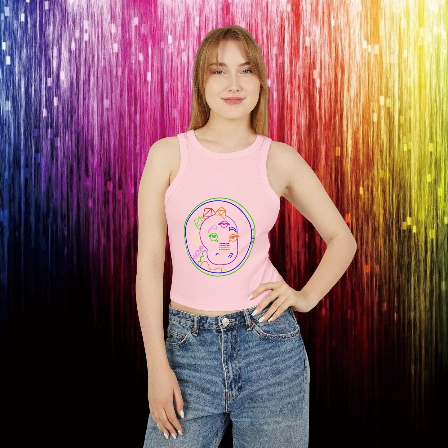 Tabasaurus® Neon Micro Rib Racer Tank Top