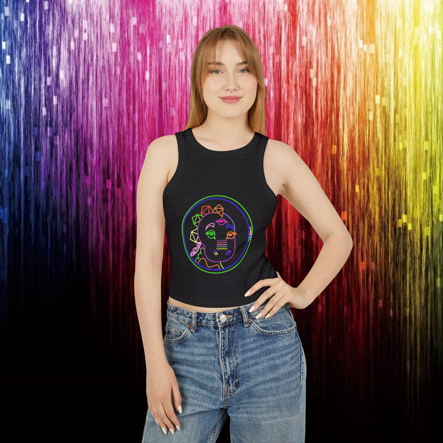 Tabasaurus® Neon Micro Rib Racer Tank Top