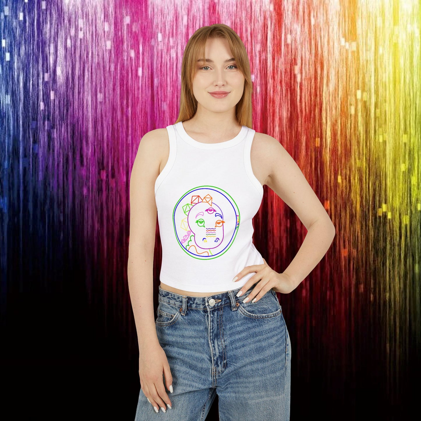 Tabasaurus® Neon Micro Rib Racer Tank Top