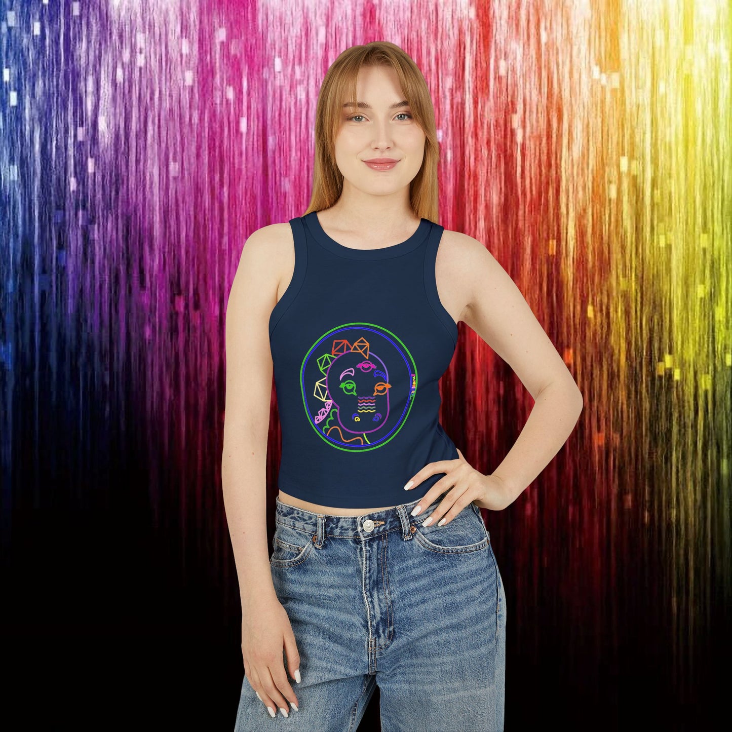 Tabasaurus® Neon Micro Rib Racer Tank Top