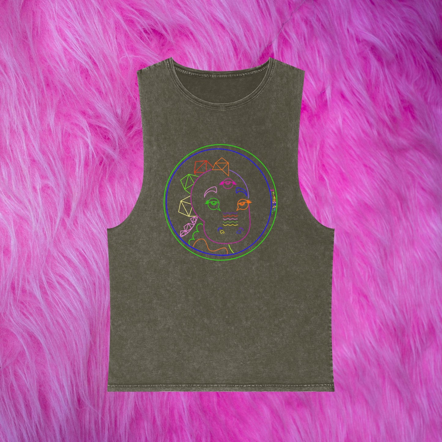 Tabasaurus®  Neon Unisex Stonewash Tank Top