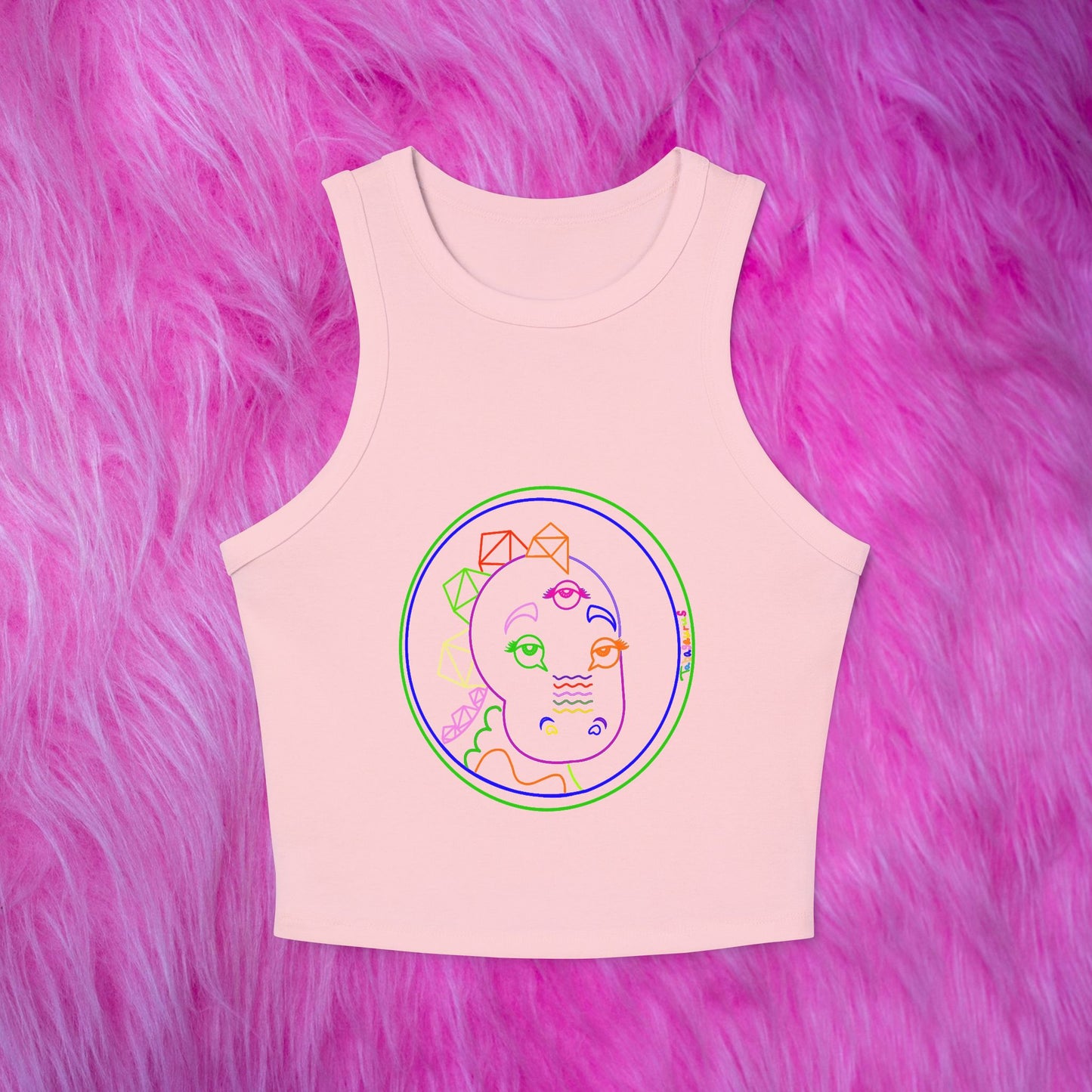 Tabasaurus® Neon Micro Rib Racer Tank Top