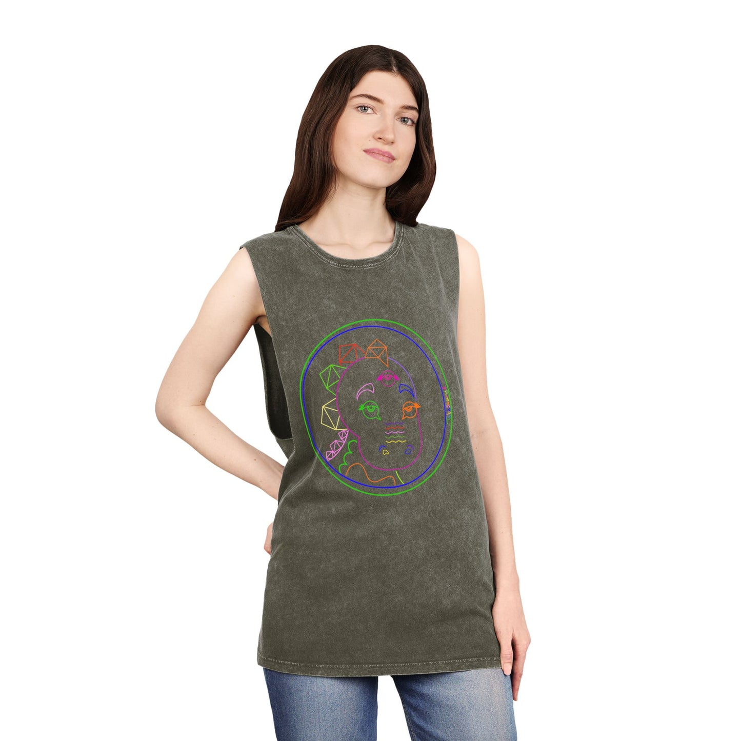Tabasaurus®  Neon Unisex Stonewash Tank Top