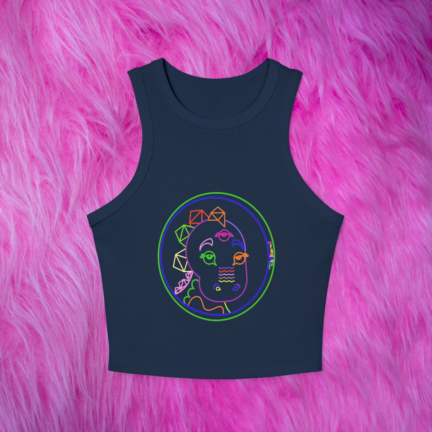 Tabasaurus® Neon Micro Rib Racer Tank Top