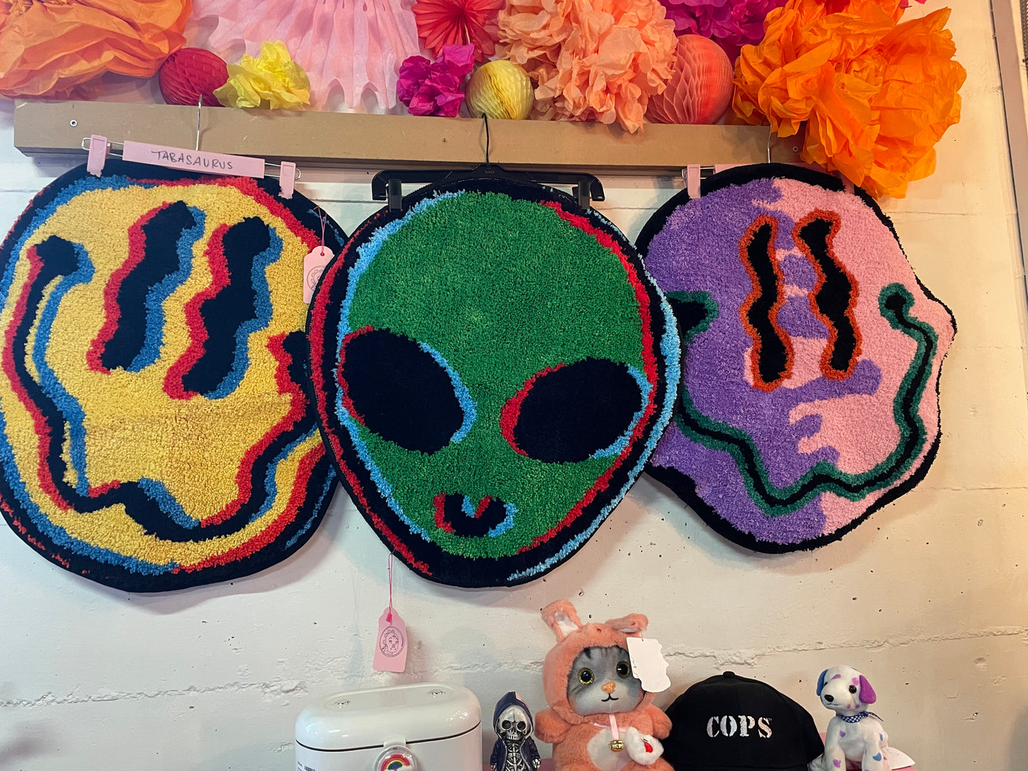 👽 Trippy Green Alien Tufted Rug Art / Mat