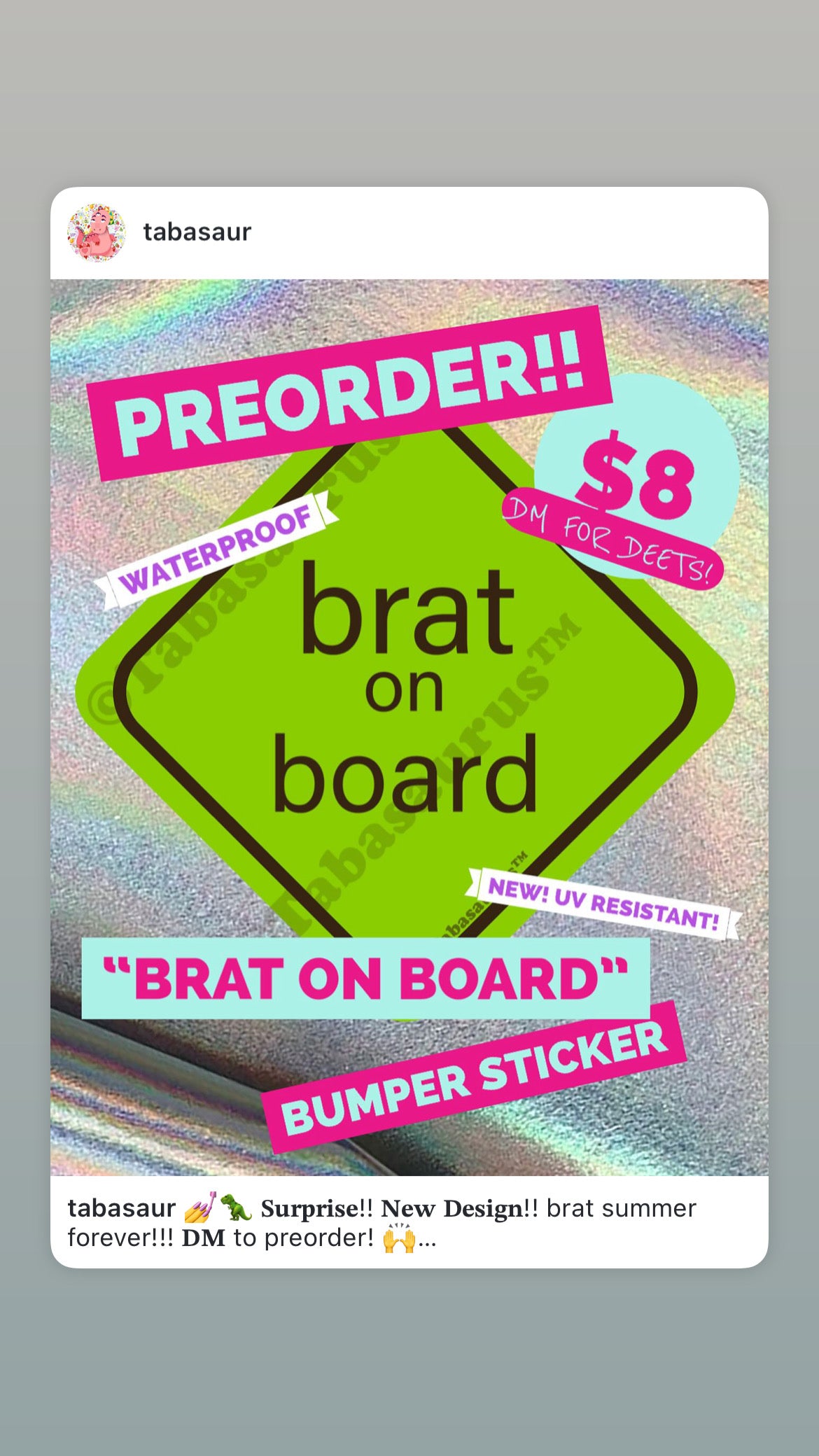 "brat on board" Bumper Sticker