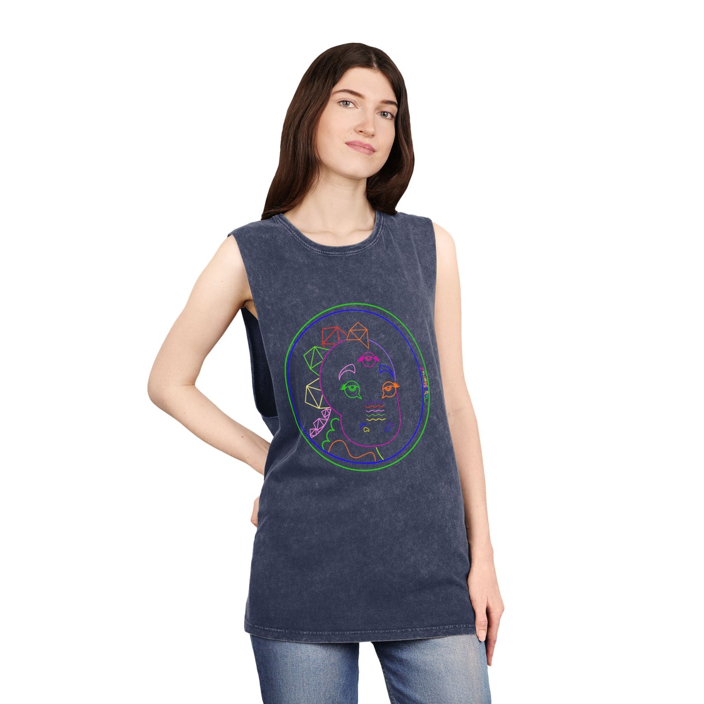 Tabasaurus®  Neon Unisex Stonewash Tank Top