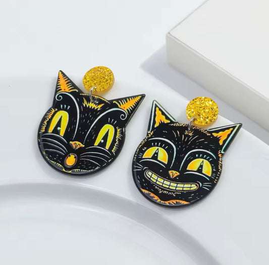 Vintage style Halloween Cat Earrings