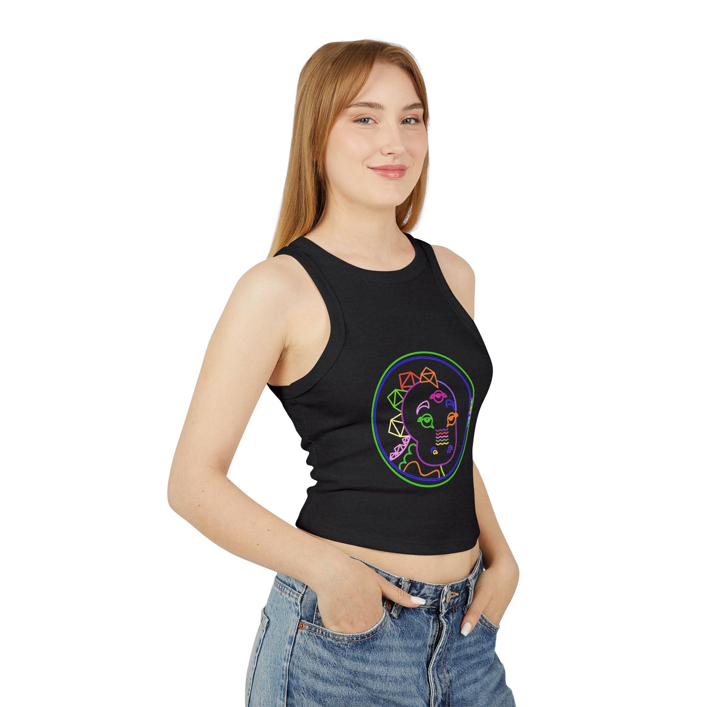 Tabasaurus® Neon Micro Rib Racer Tank Top