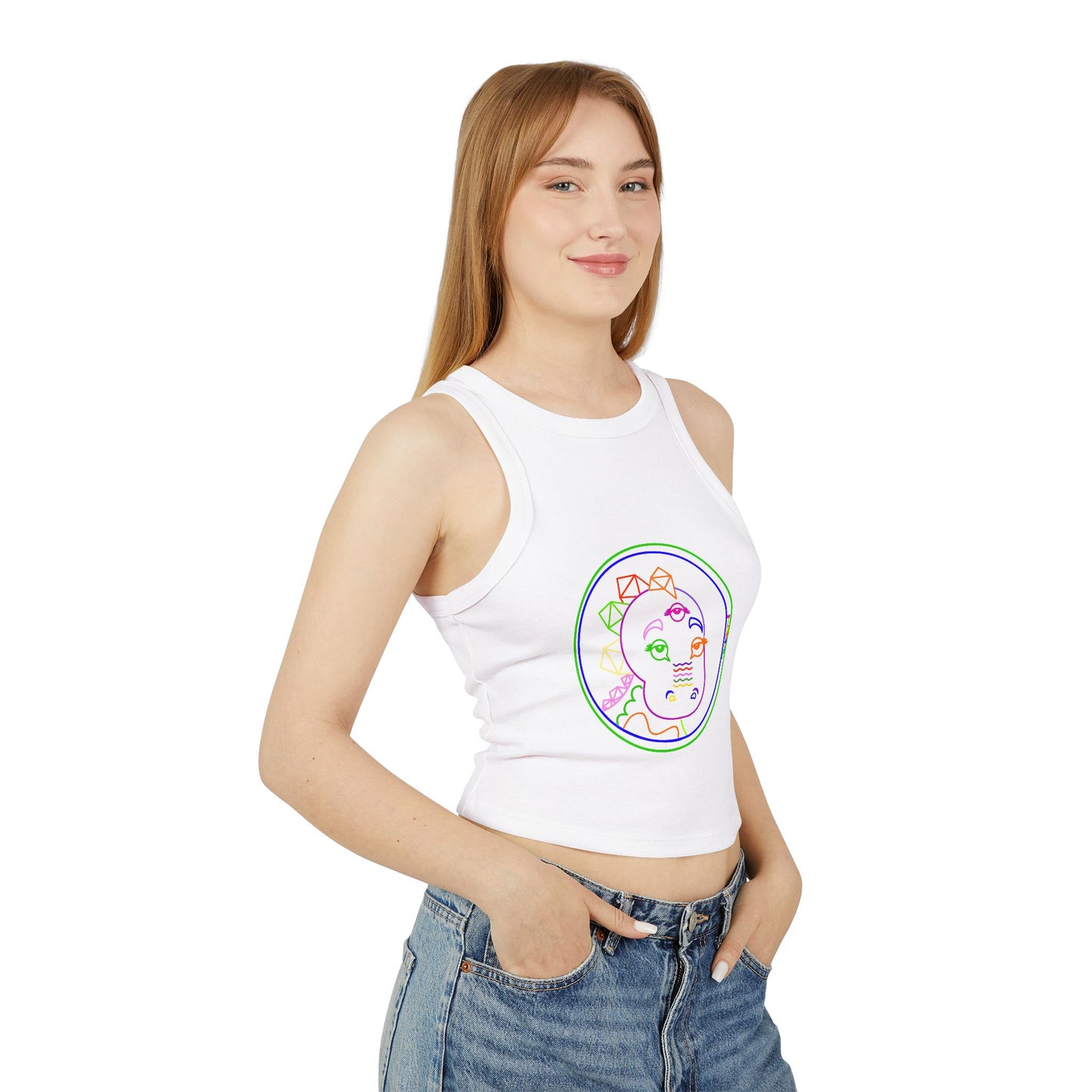 Tabasaurus® Neon Micro Rib Racer Tank Top