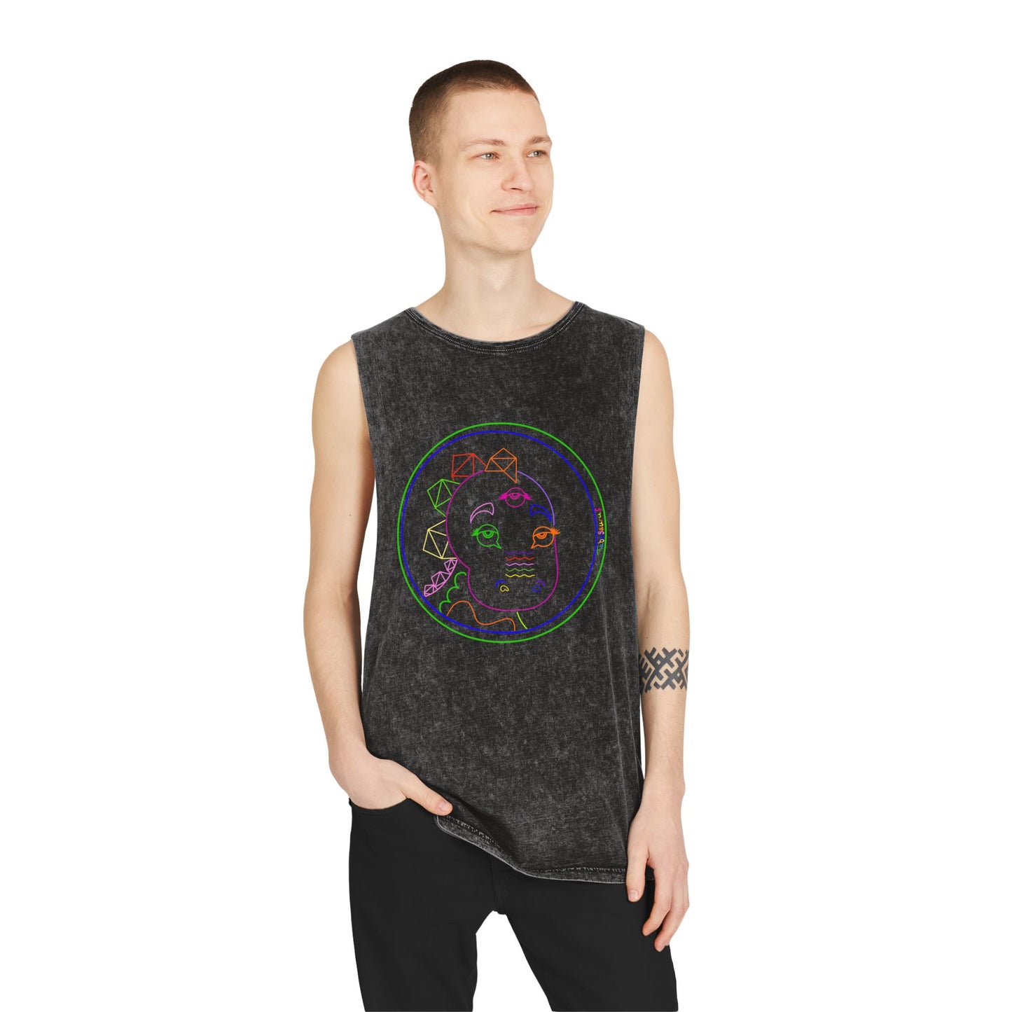 Tabasaurus®  Neon Unisex Stonewash Tank Top