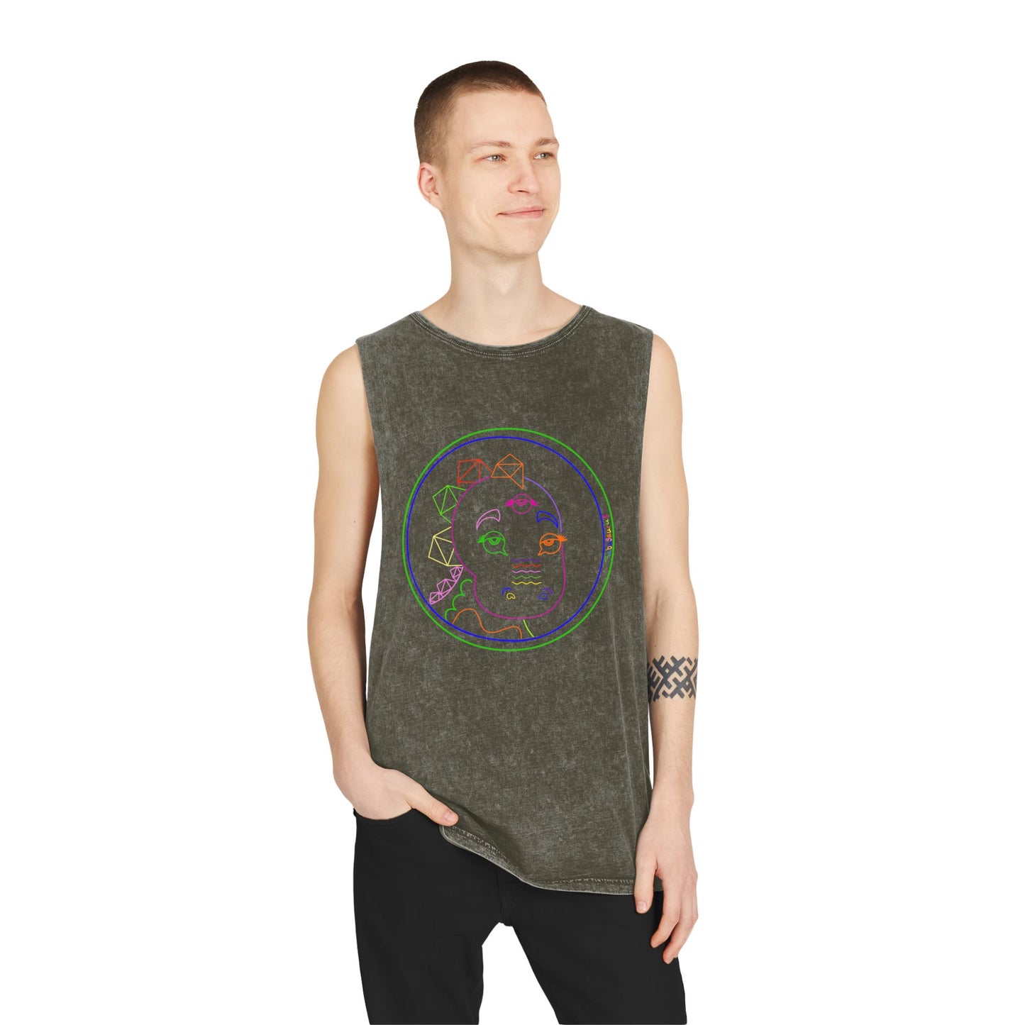 Tabasaurus®  Neon Unisex Stonewash Tank Top