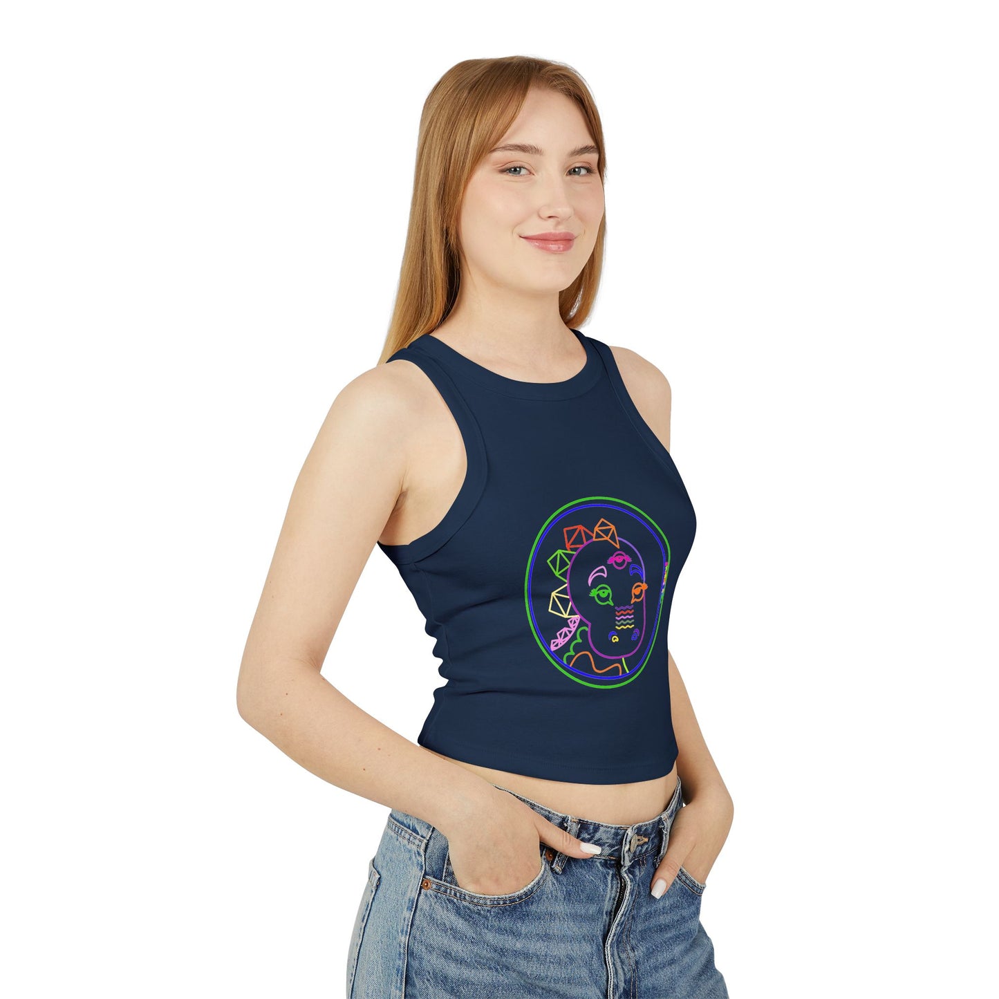 Tabasaurus® Neon Micro Rib Racer Tank Top