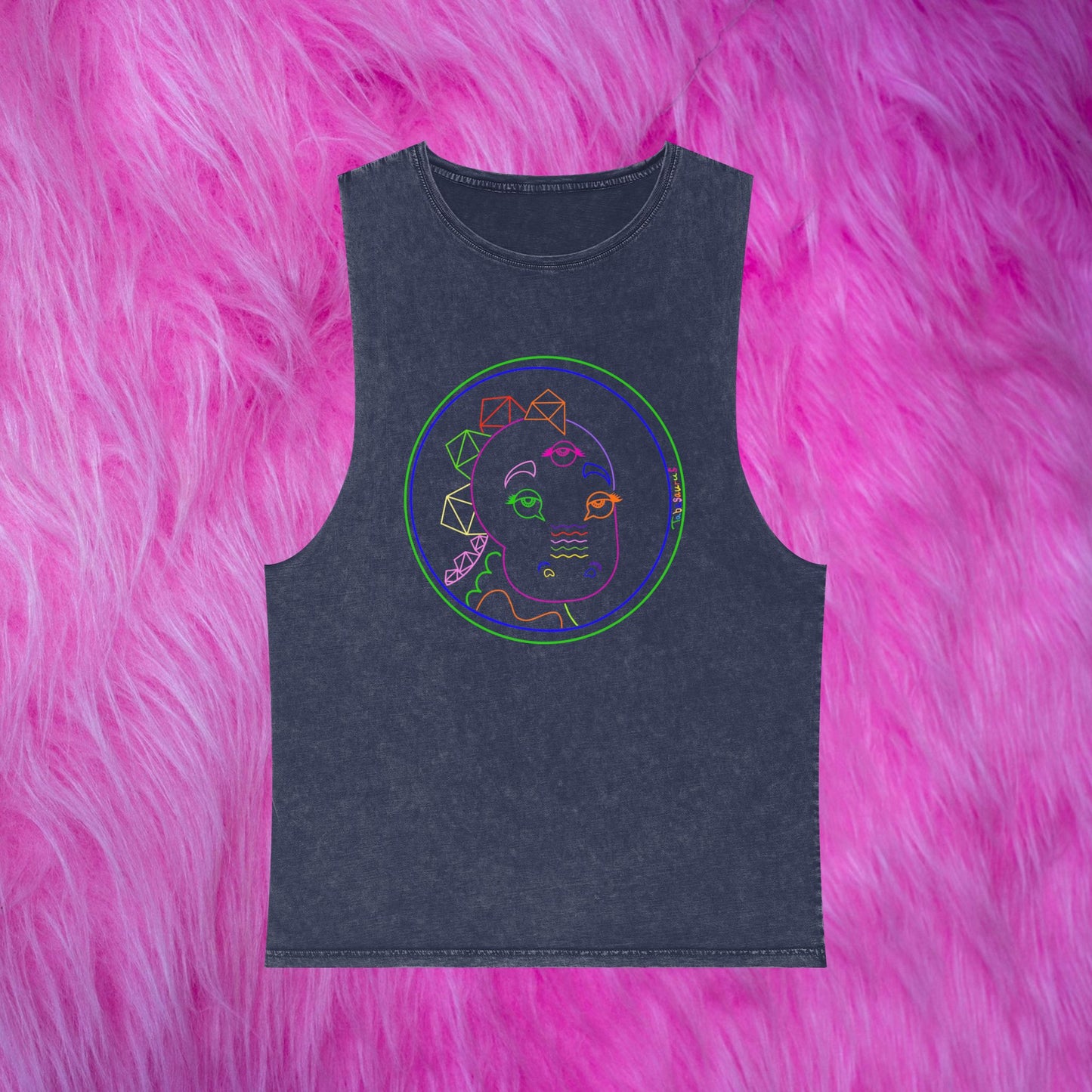 Tabasaurus®  Neon Unisex Stonewash Tank Top