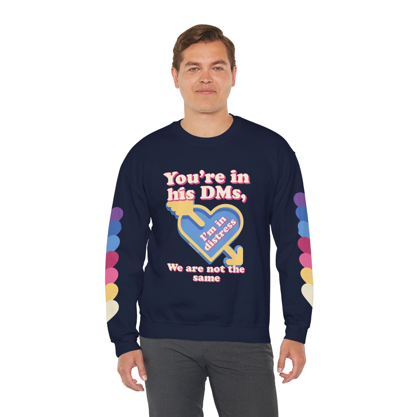 "DMs in Distress" Original Unisex Heavy Blend™ Crewneck Sweatshirt