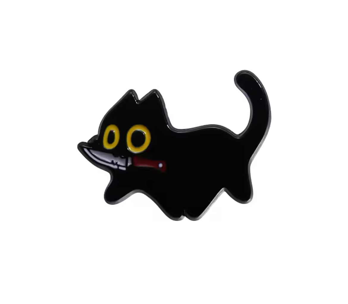 Black Cat with Knife pin