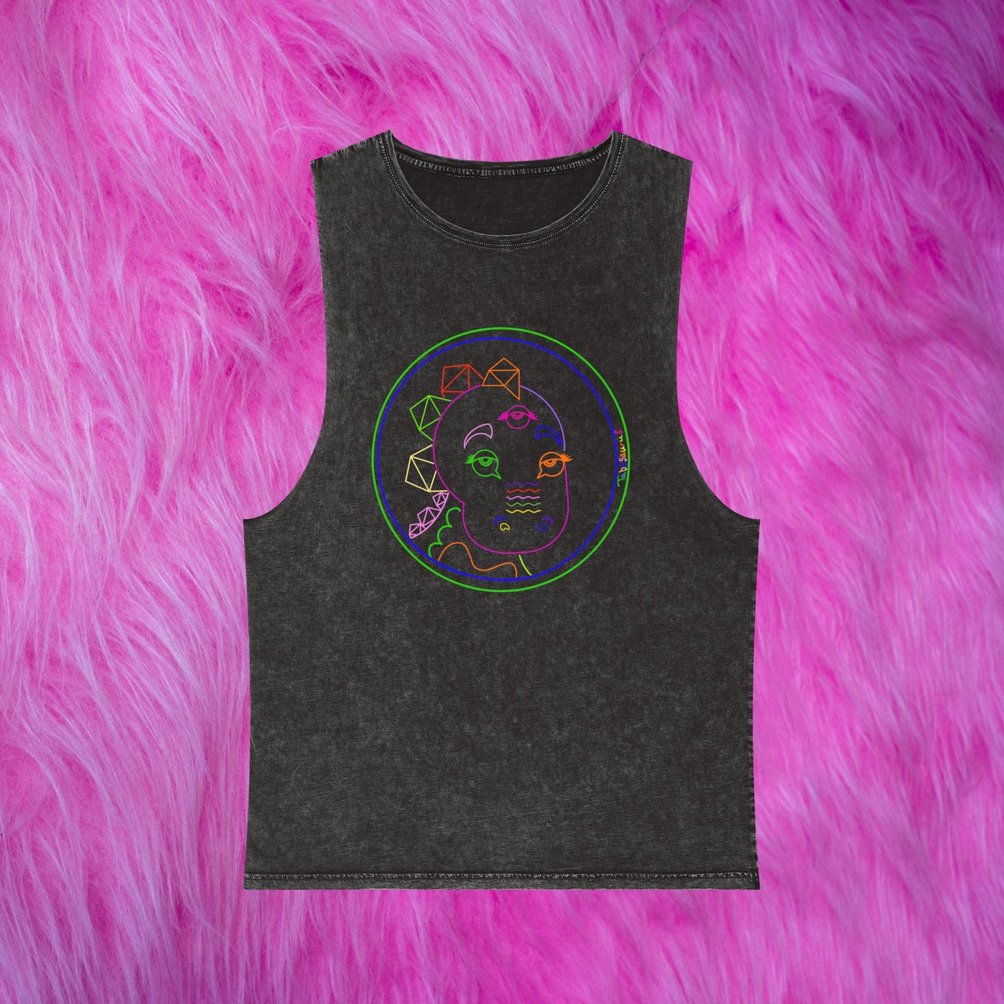 Tabasaurus®  Neon Unisex Stonewash Tank Top