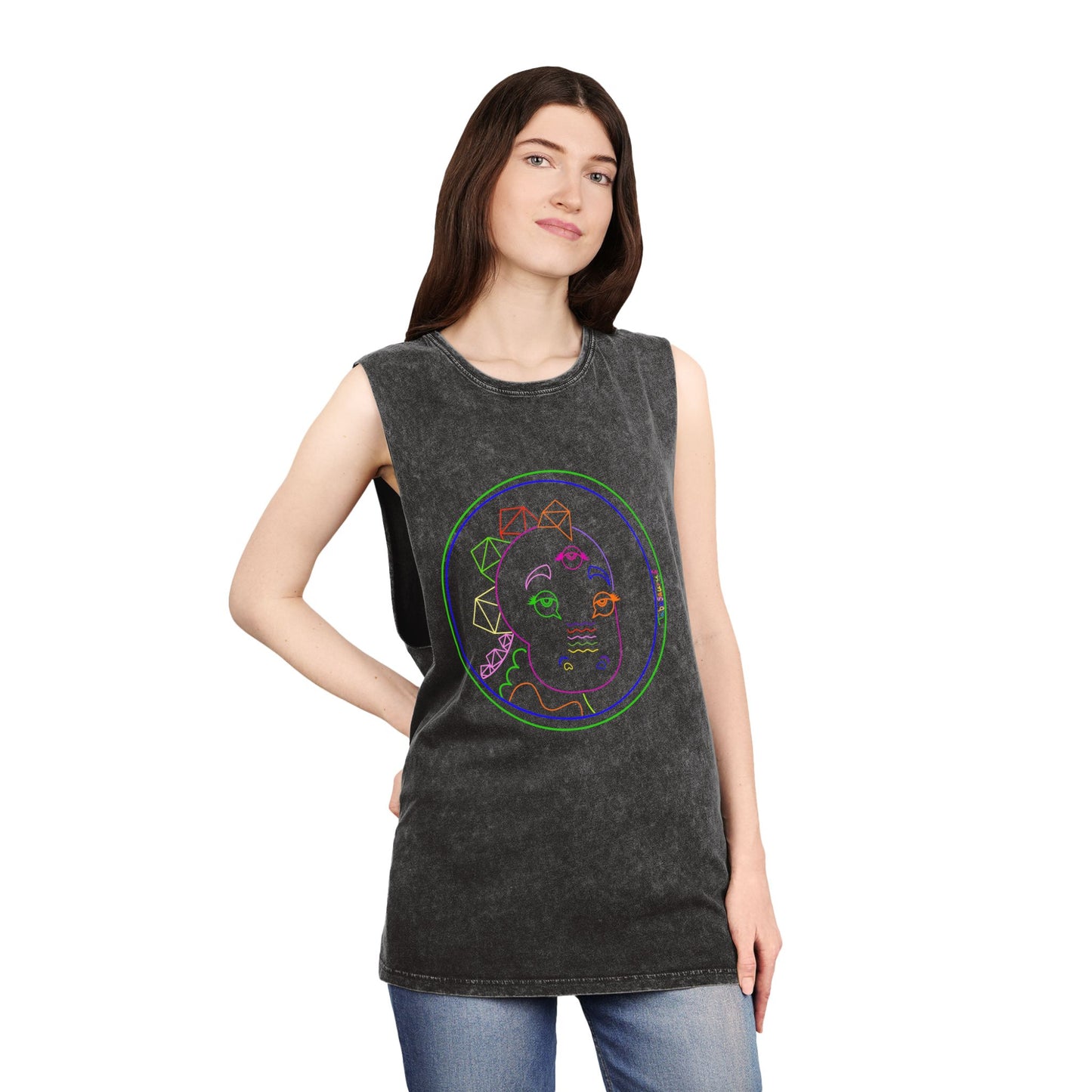 Tabasaurus®  Neon Unisex Stonewash Tank Top