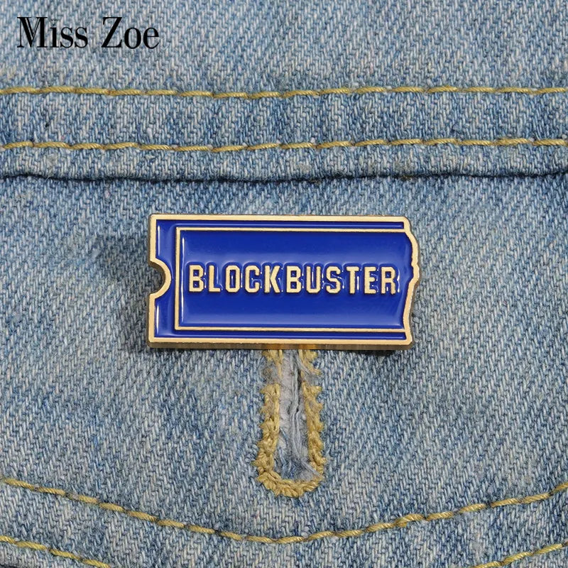 Blockbuster Pin on Denim