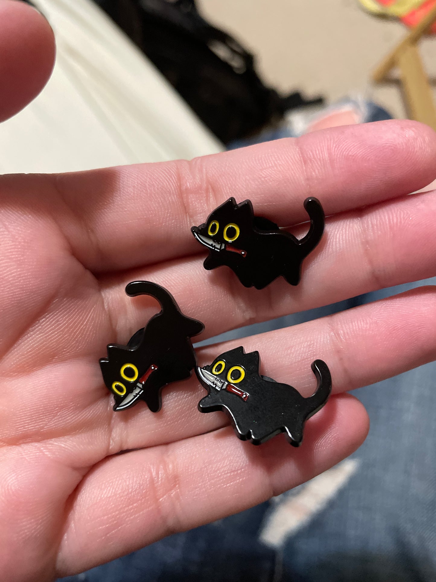 Black Cat with Knife pin