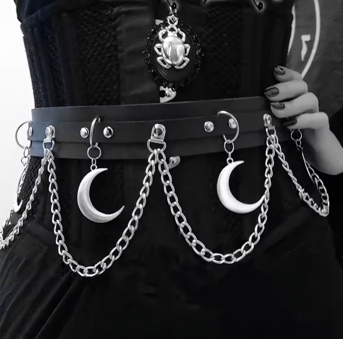 🌙 Moon Chains black waist belt 🌖