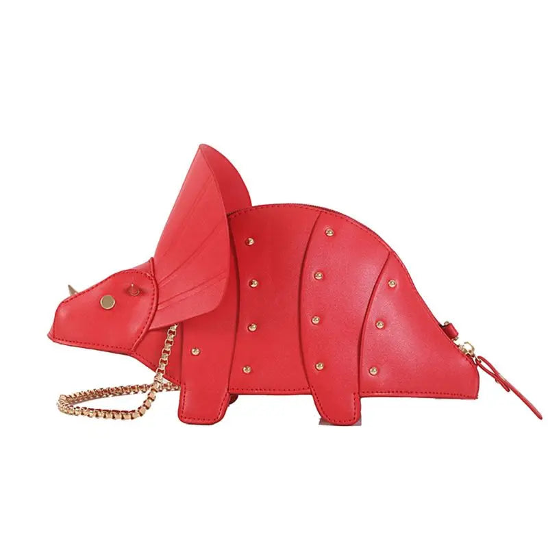 Triceratops Leather Rivet Chain Mini Crossbody