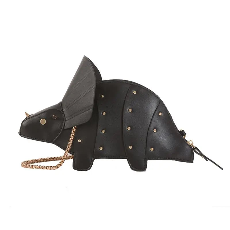 Triceratops Leather Rivet Chain Mini Crossbody