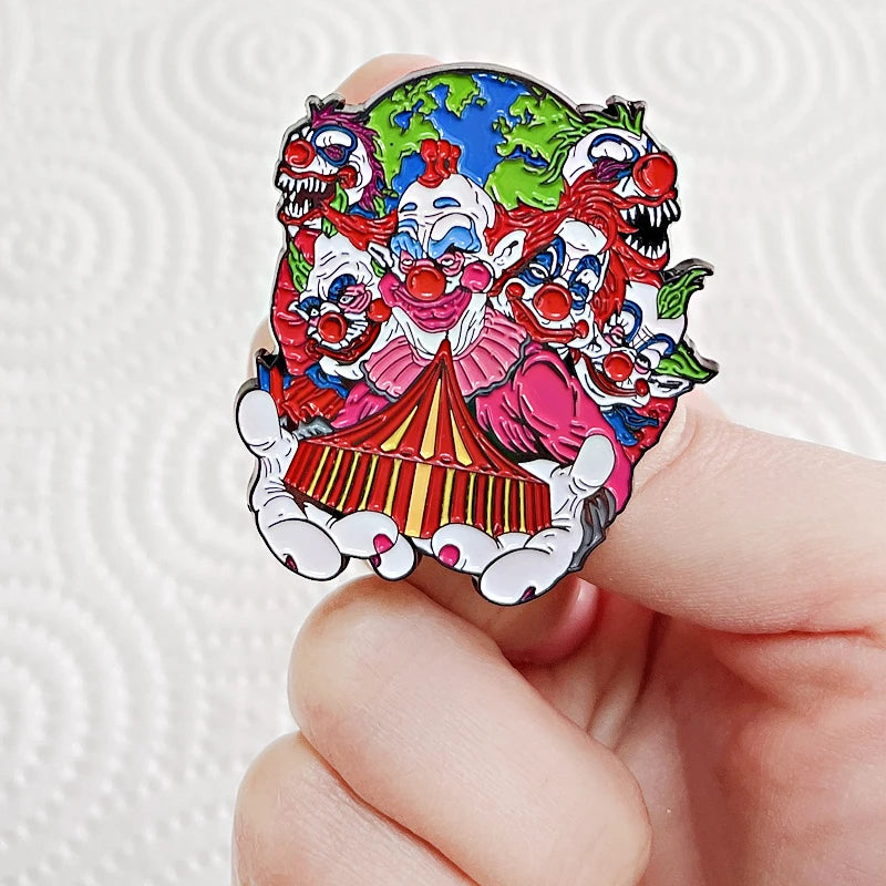 Killer Klowns from Outer Space Enamel Pin, hand pic, closer