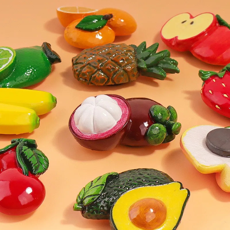 Retro 3D Fruit Fridge Magnets