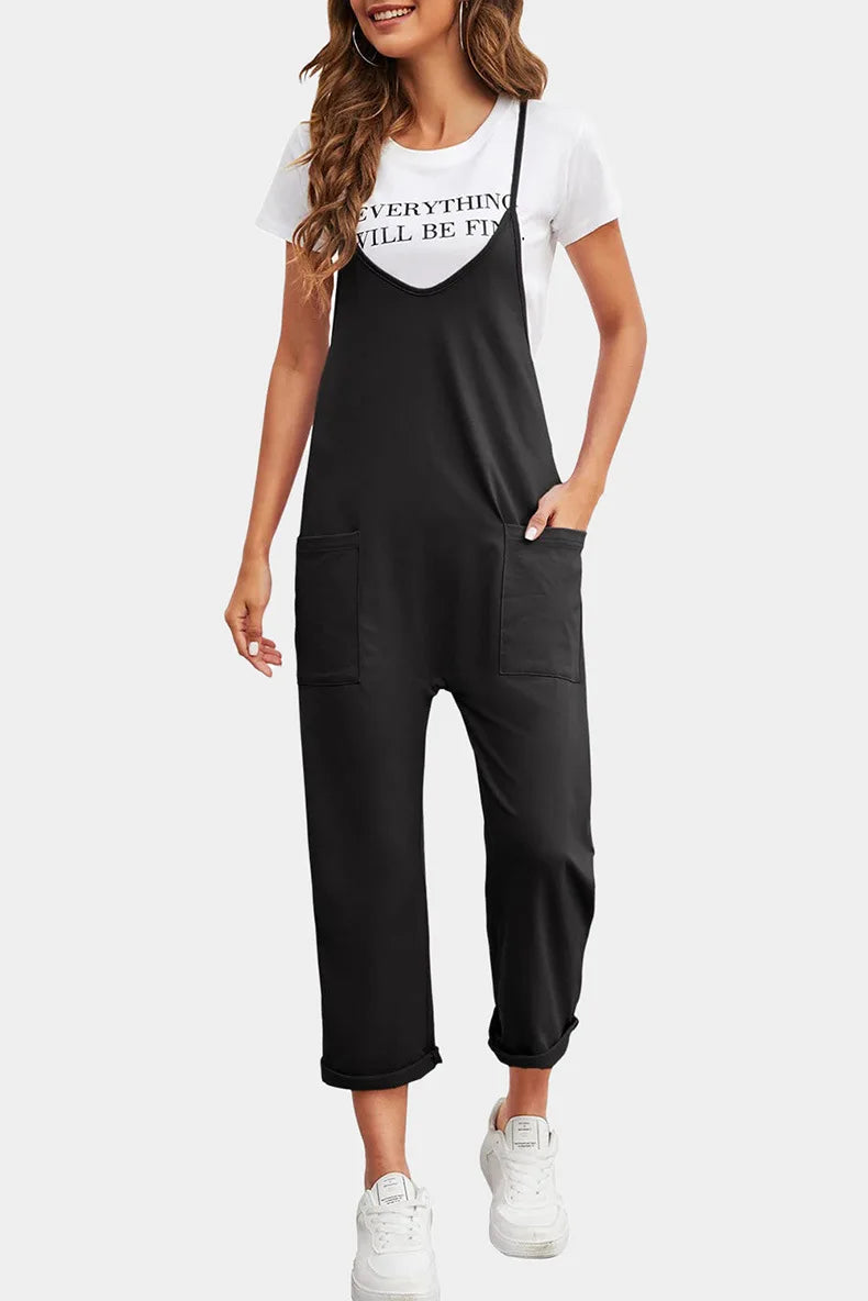 "Sunday Chill" Loose Strap Straight Jumpsuit