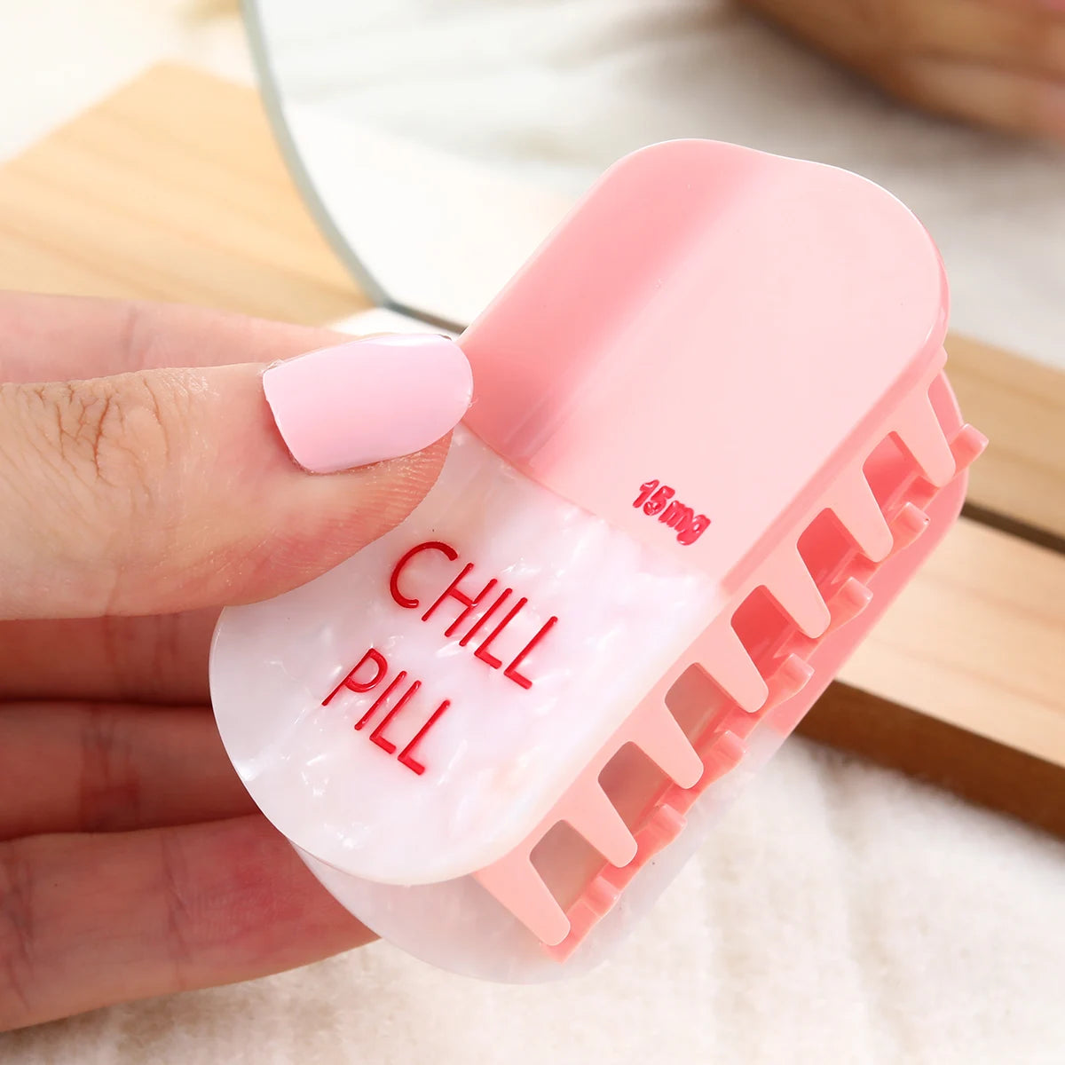 "Chill Pill" Acetate Hair Claw Clip