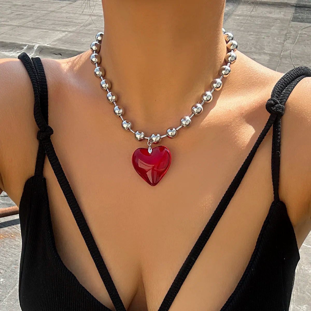 Punk Pearls Heart Necklace