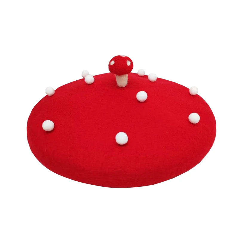 RH Handmade Wool Mushroom Beret 🍄
