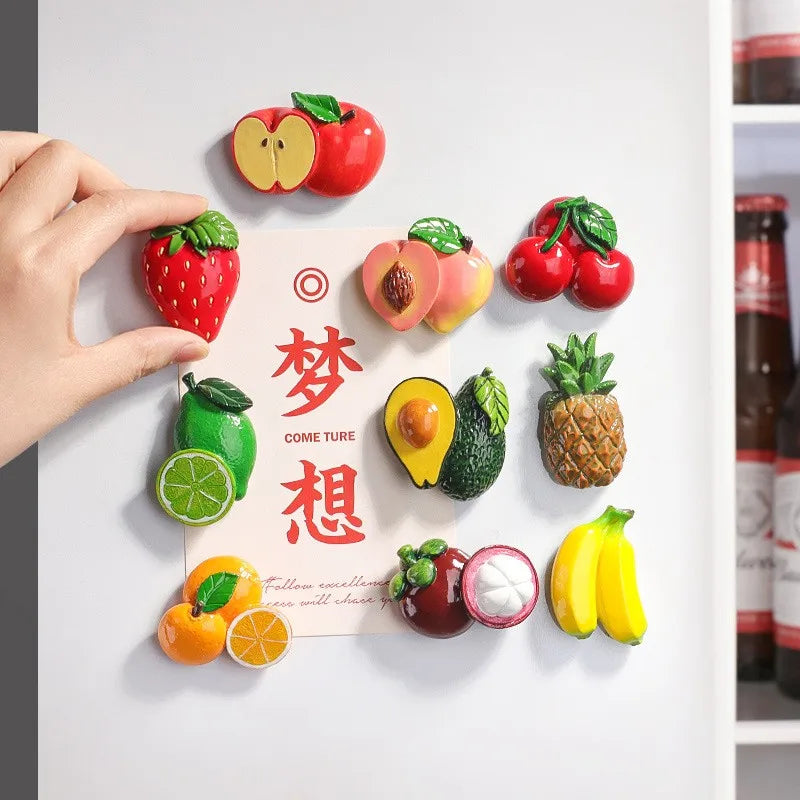 Retro 3D Fruit Fridge Magnets
