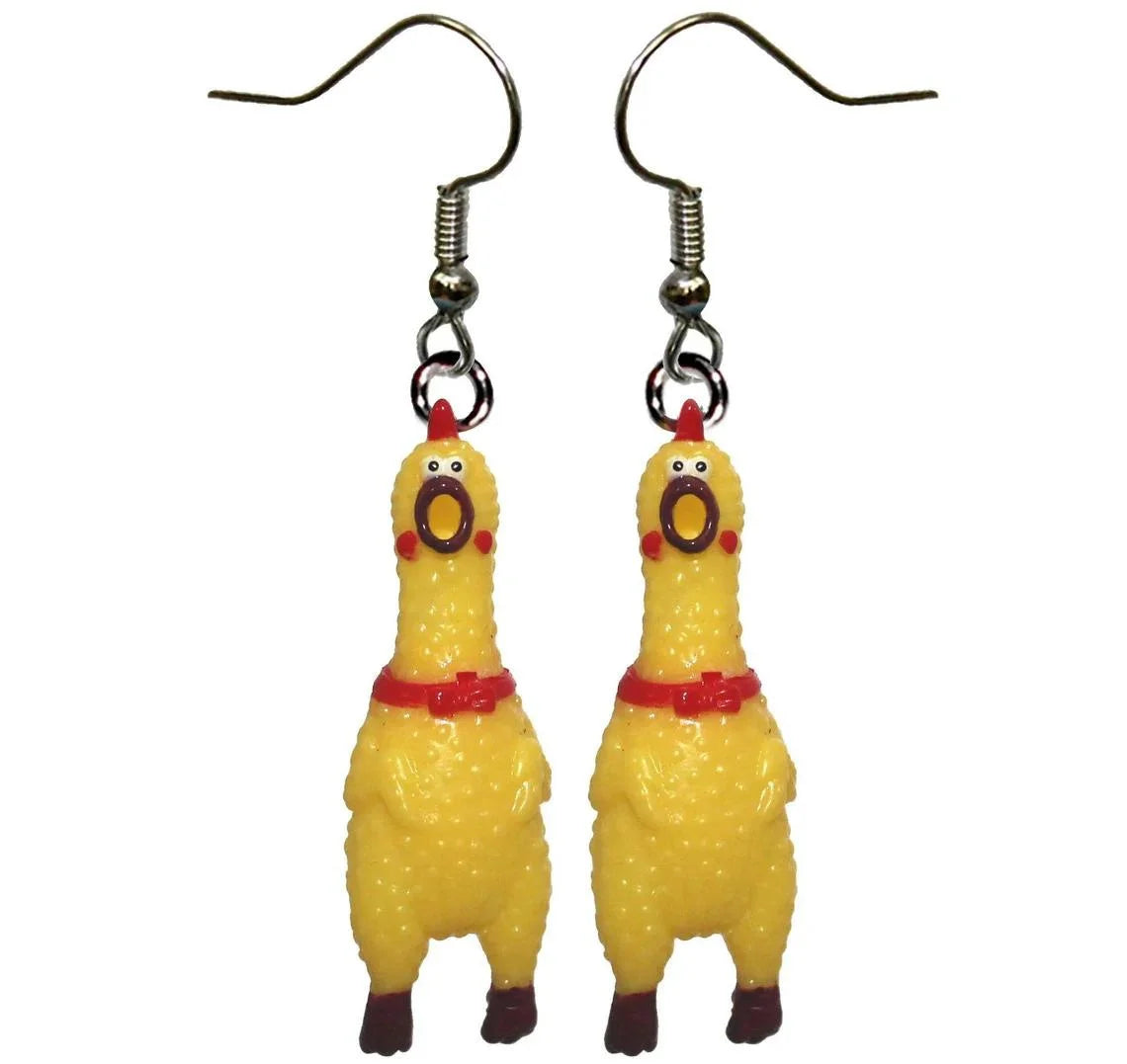 Rubber Chicken Earrings (actually honk!)