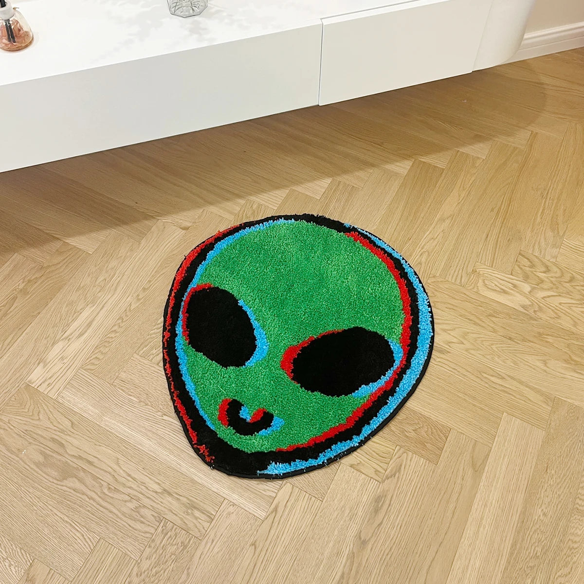 👽 Trippy Green Alien Tufted Rug Art / Mat