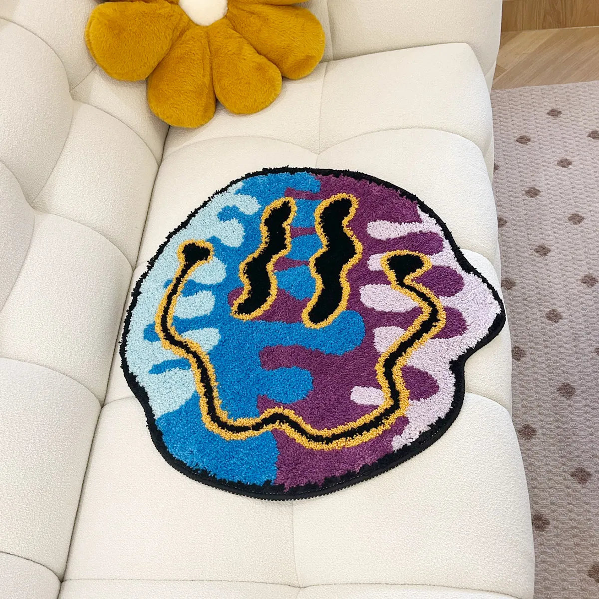 LAKEA Tufted Magic Trippy Smiling Face Rug