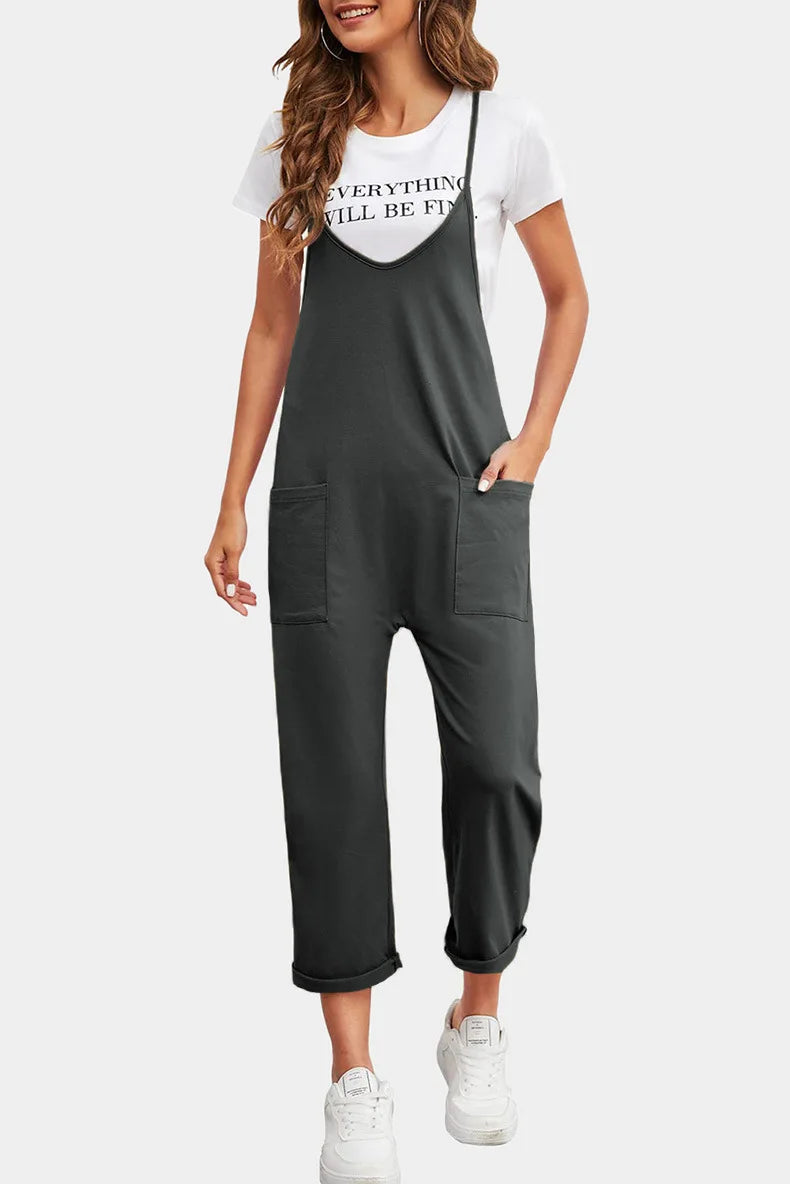 "Sunday Chill" Loose Strap Straight Jumpsuit