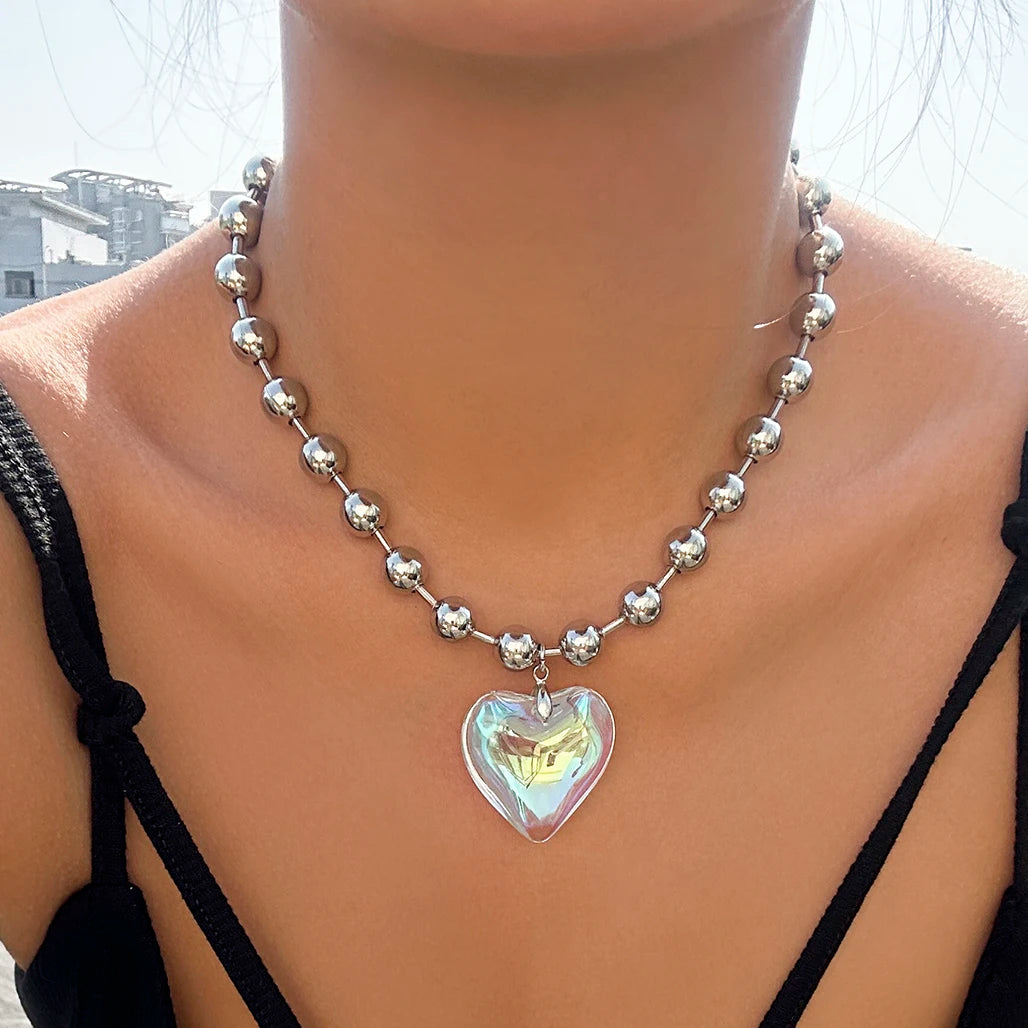 Punk Pearls Heart Necklace